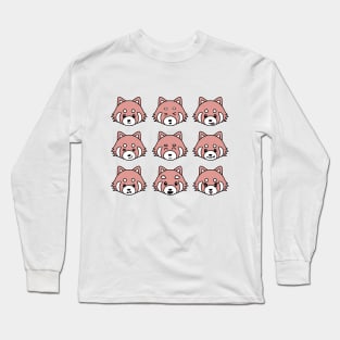 Kawaii Red Panda Faces - Aesthetic Peach Long Sleeve T-Shirt